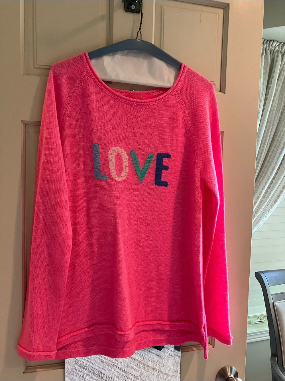 Lilly Pulitzer Hot Pink Love Knit Pullover Size M
